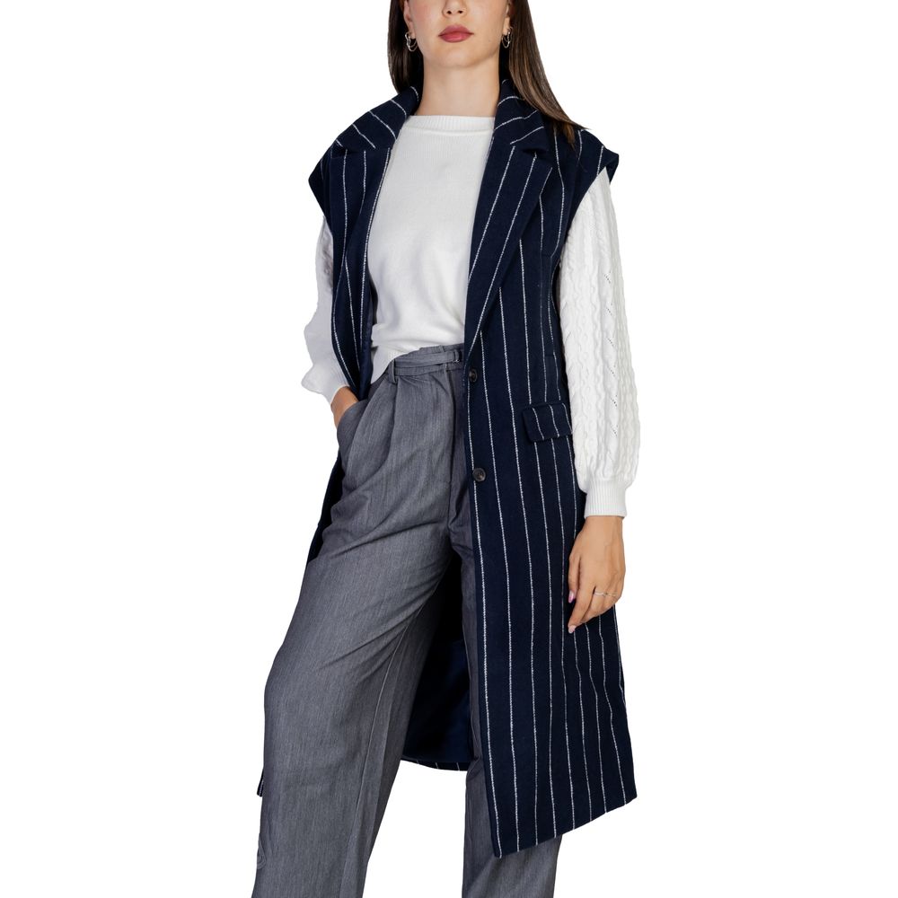 ICHI Blue Polyester Sleveless Jacket $222.00 ICHI Luzworld
