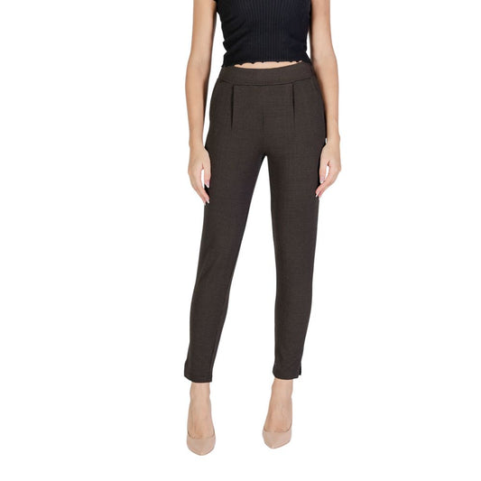 ICHI Brown Polyester Pant $136.00 ICHI Luzworld