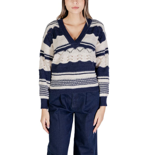 ICHI Blue Recycled Polyester Sweater $144.00 ICHI Luzworld