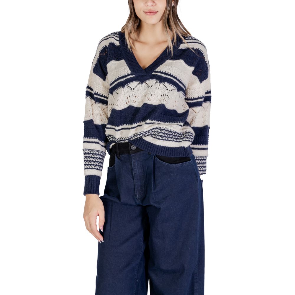 ICHI Blue Recycled Polyester Sweater $144.00 ICHI Luzworld