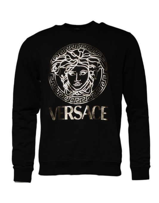 Versace Black Medusa Fleece Men Crew Neck Sweatshirt Sweater $1198.00 Versace Luzworld