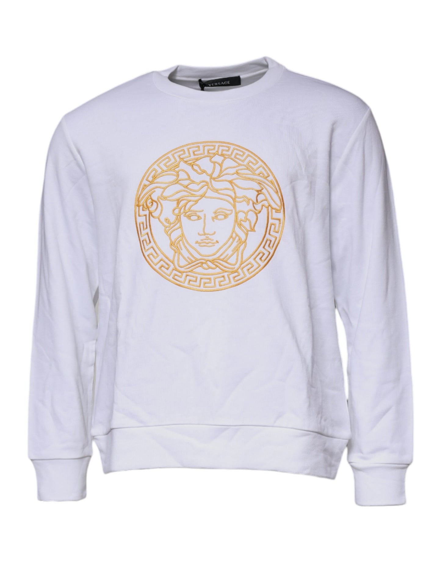 Versace White Medusa Embroidery Crew Neck Pullover Sweater $1027.00 Versace Luzworld