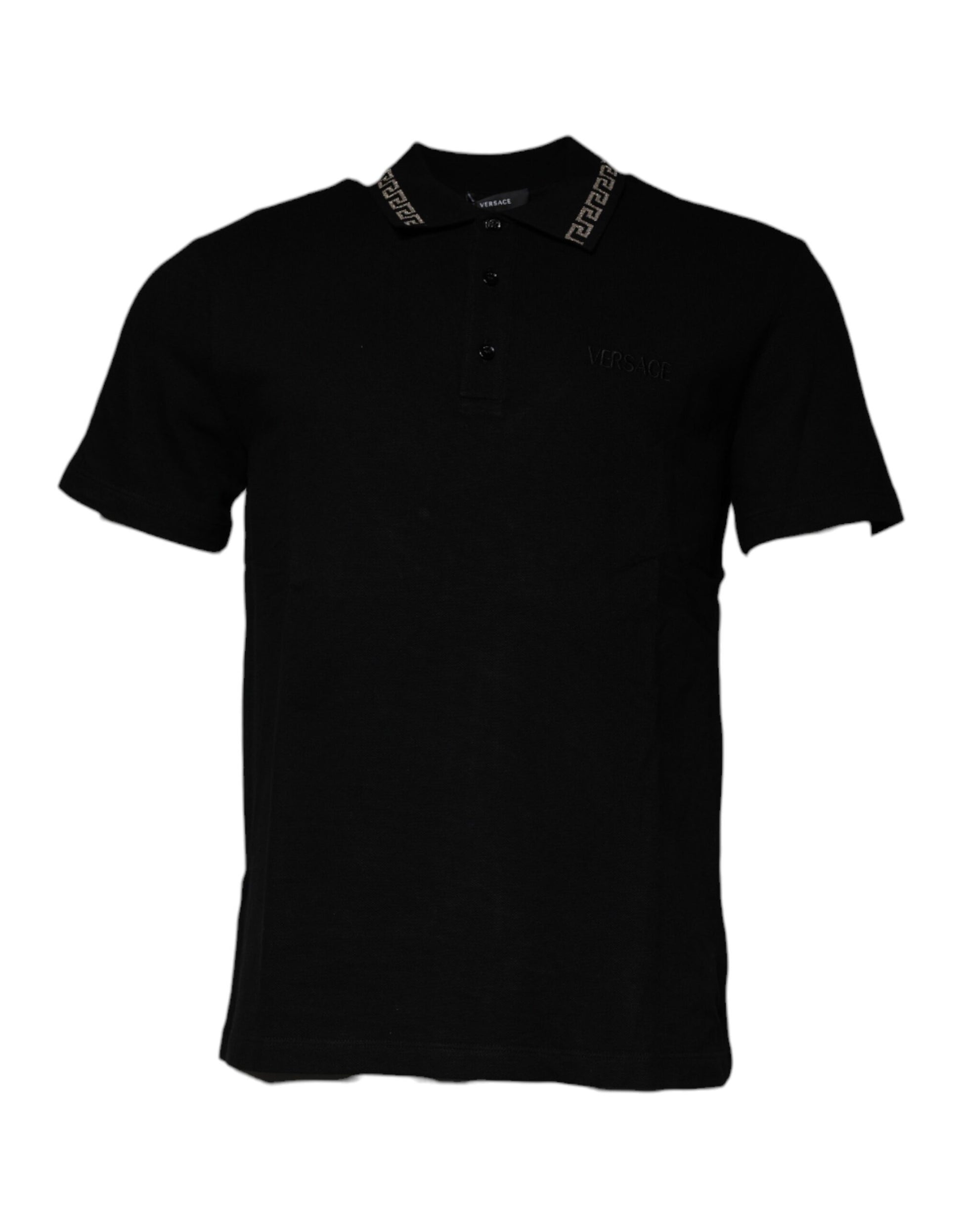 Versace Black Viscose Collared Polo Short Sleeves T-shirt $990.00 Versace Luzworld