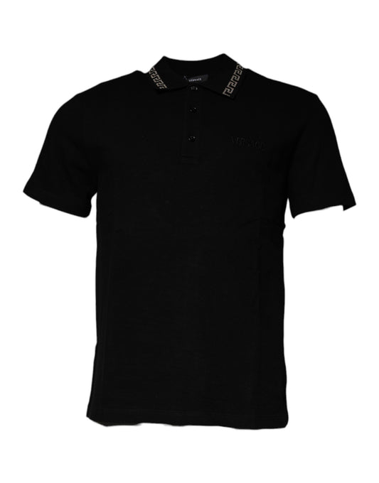 Versace Black Viscose Collared Polo Short Sleeves T-shirt $990.00 Versace Luzworld