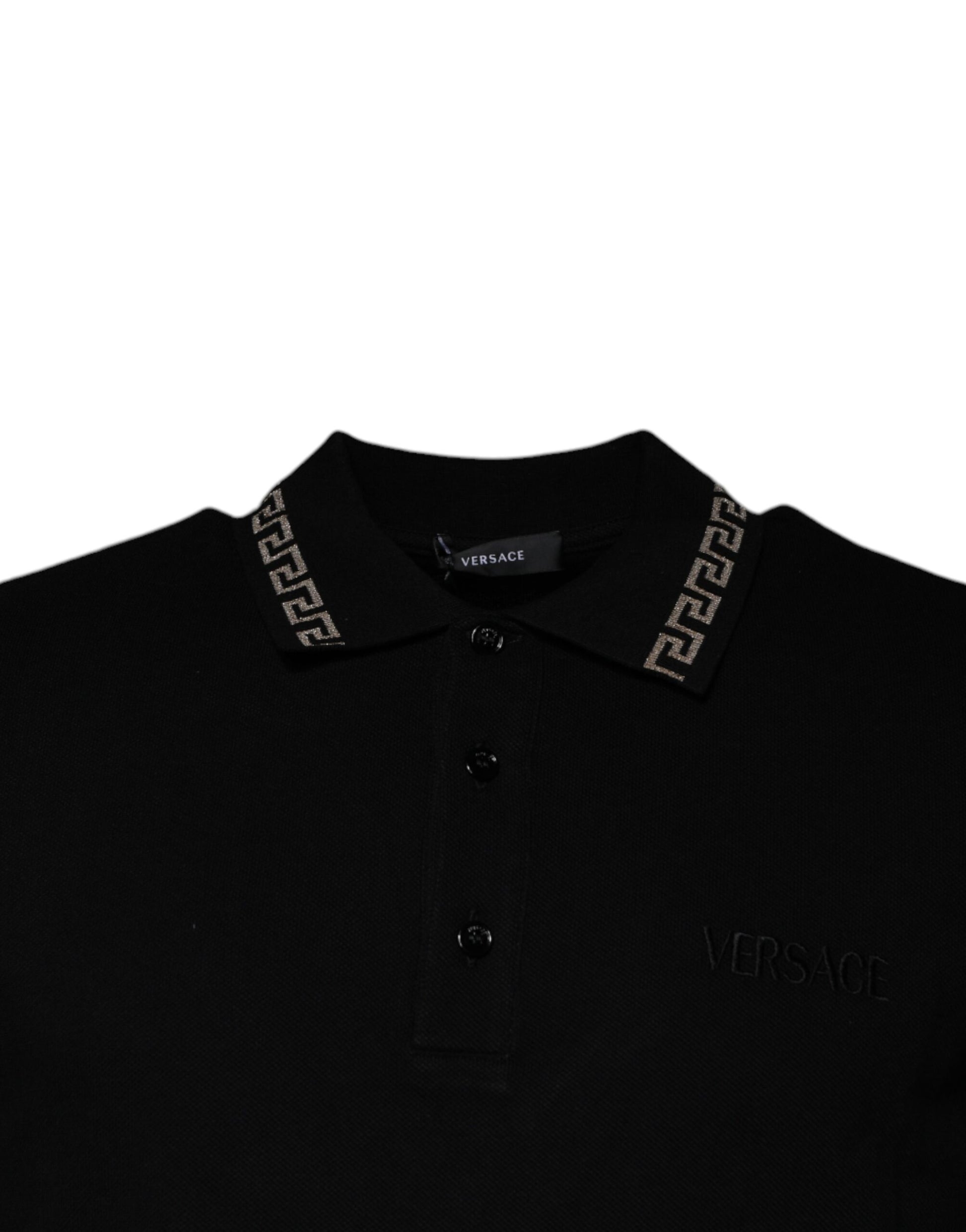 Versace Black Viscose Collared Polo Short Sleeves T-shirt $990.00 Versace Luzworld