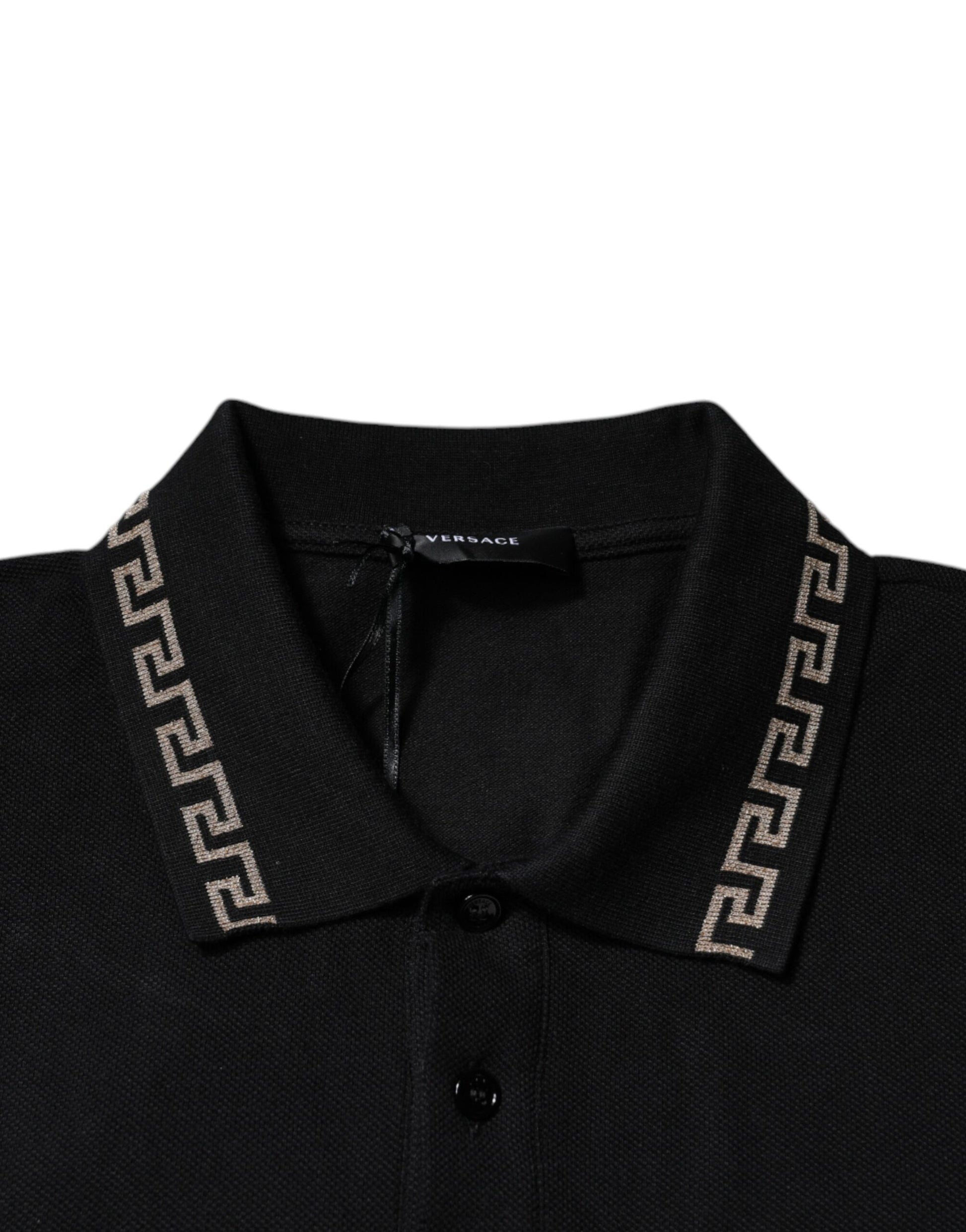 Versace Black Viscose Collared Polo Short Sleeves T-shirt $990.00 Versace Luzworld