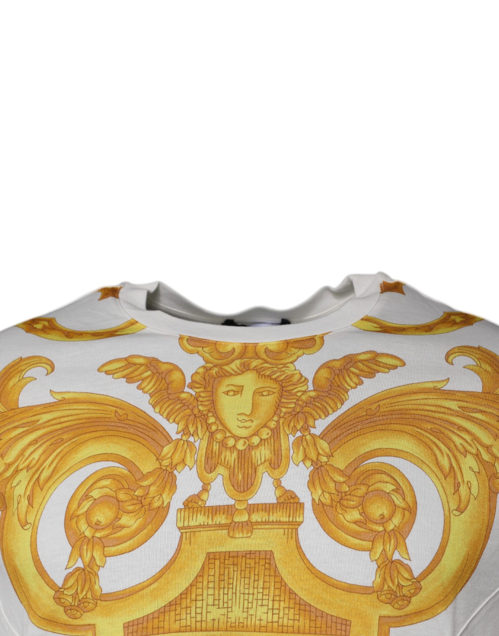 Versace White Medusa Print Cotton Crew Neck T-shirt $1105.00 Versace Luzworld