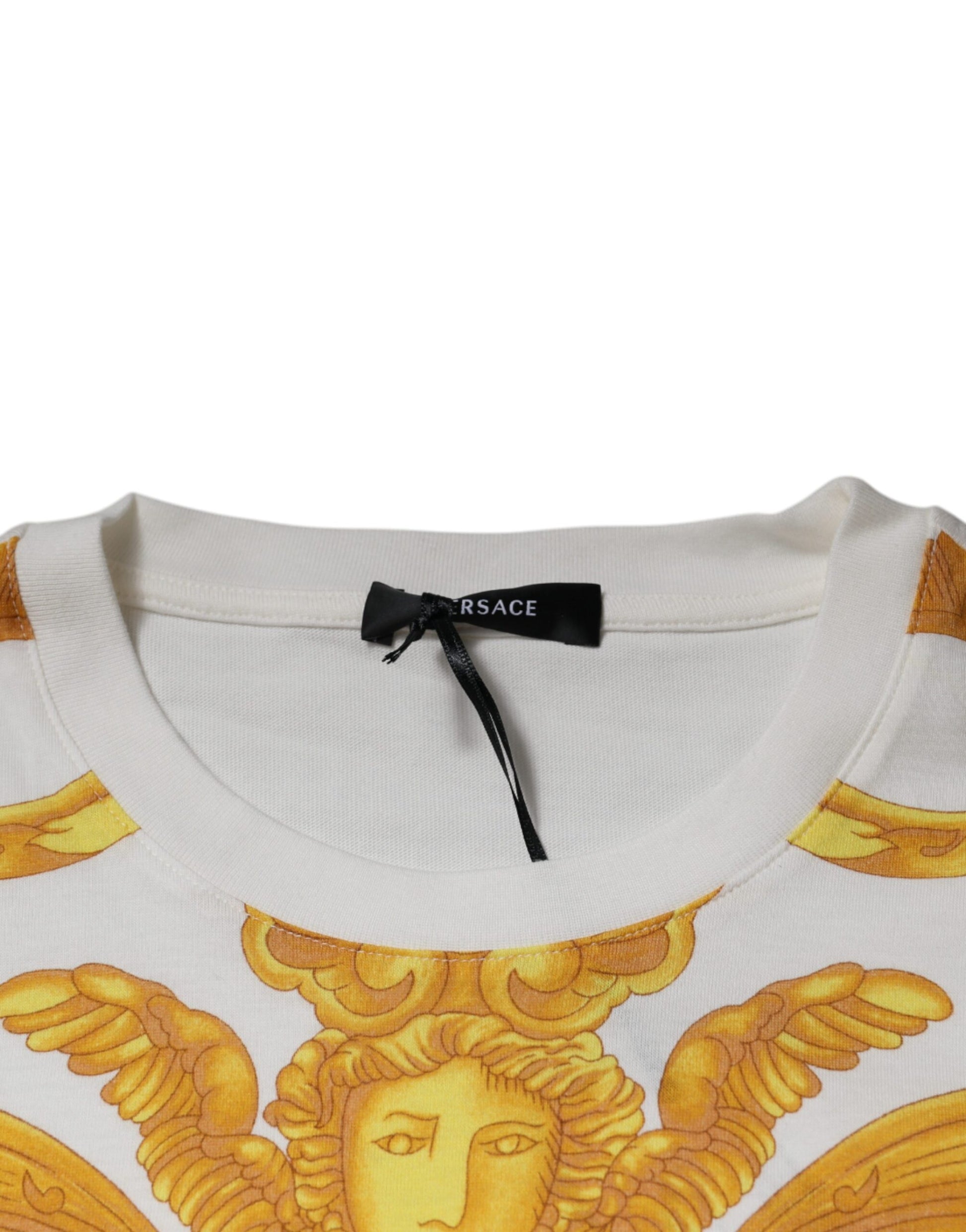 Versace White Medusa Print Cotton Crew Neck T-shirt $1105.00 Versace Luzworld