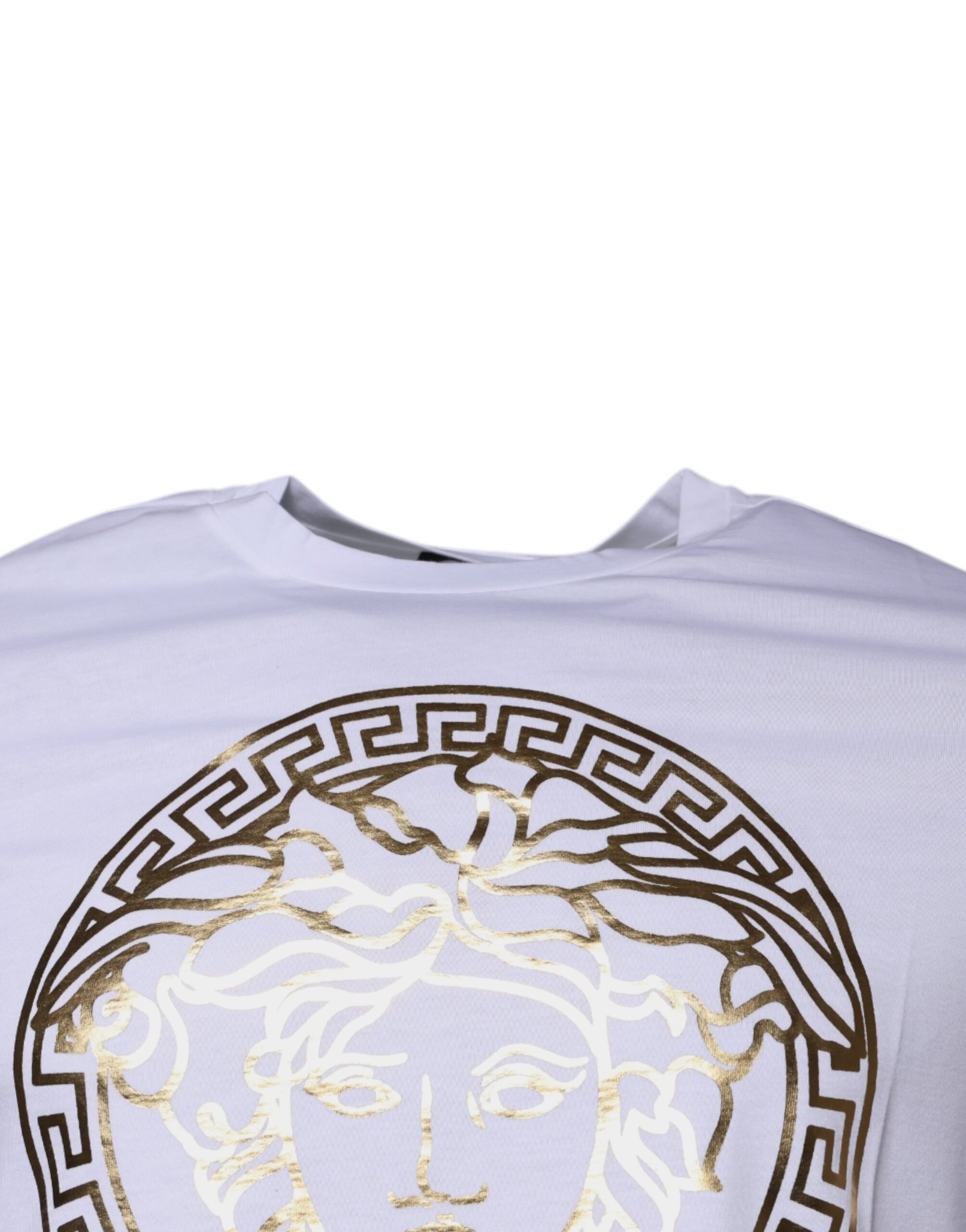 Versace White Medusa Print Cotton Crew Neck T-shirt $550.00 Versace Luzworld