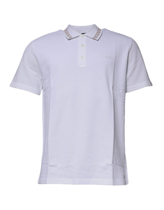 Versace White Viscose Collared Men Polo Short Sleeves T-shirt $990.00 Versace Luzworld