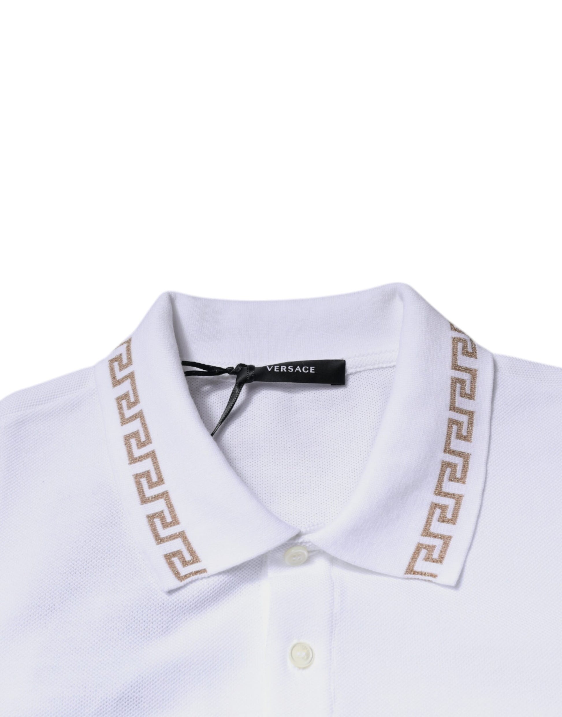 Versace White Viscose Collared Men Polo Short Sleeves T-shirt $990.00 Versace Luzworld