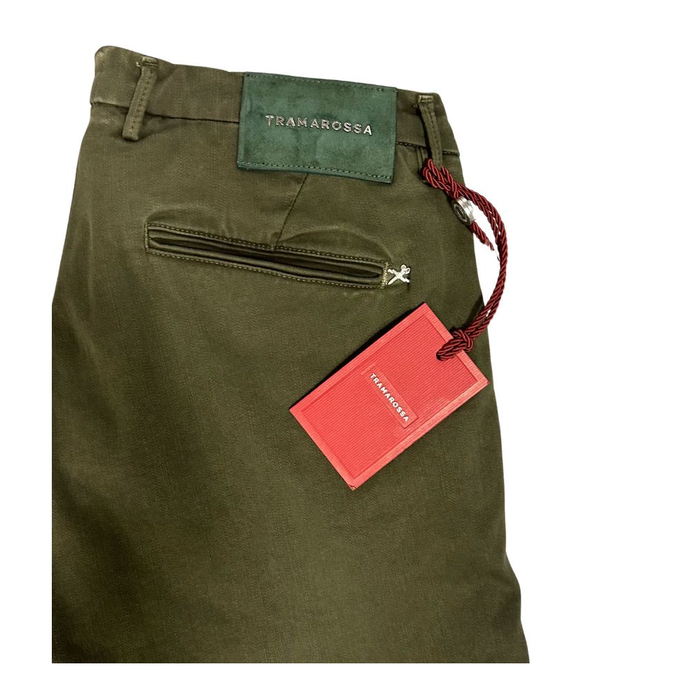 Tramarossa Green Cotton Men Chino Pants $798.00 Tramarossa Luzworld