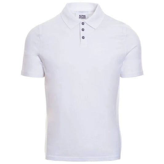 Alpha Studio White Cotton Polo Shirt $211.00 Alpha Studio Luzworld