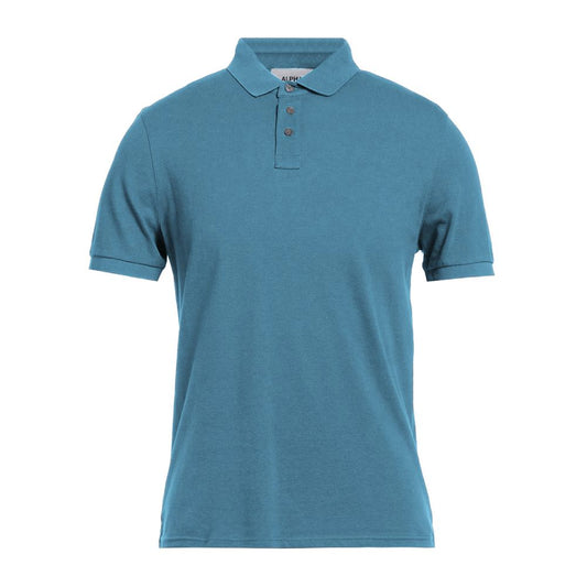 Alpha Studio Light Blue Cotton Men Polo Shirt $211.00 Alpha Studio Luzworld