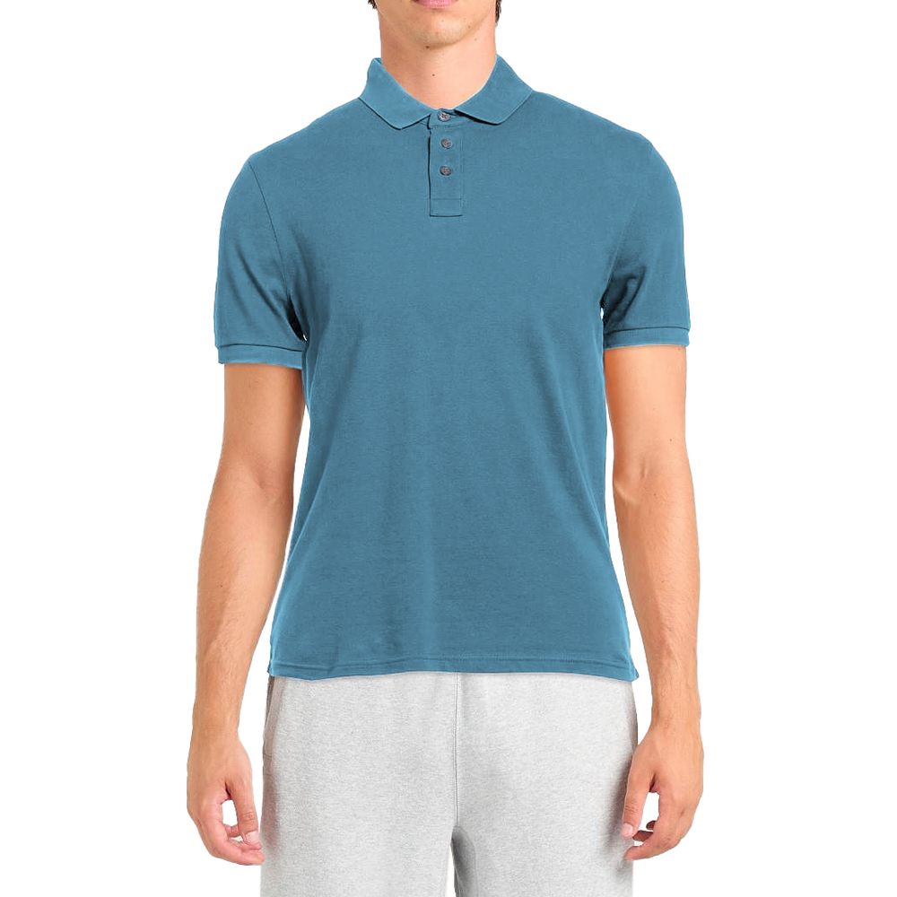 Alpha Studio Light Blue Cotton Men Polo Shirt $211.00 Alpha Studio Luzworld