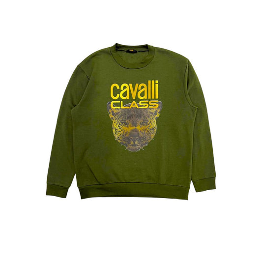 Cavalli Class Green Polyester Men's Hoodie