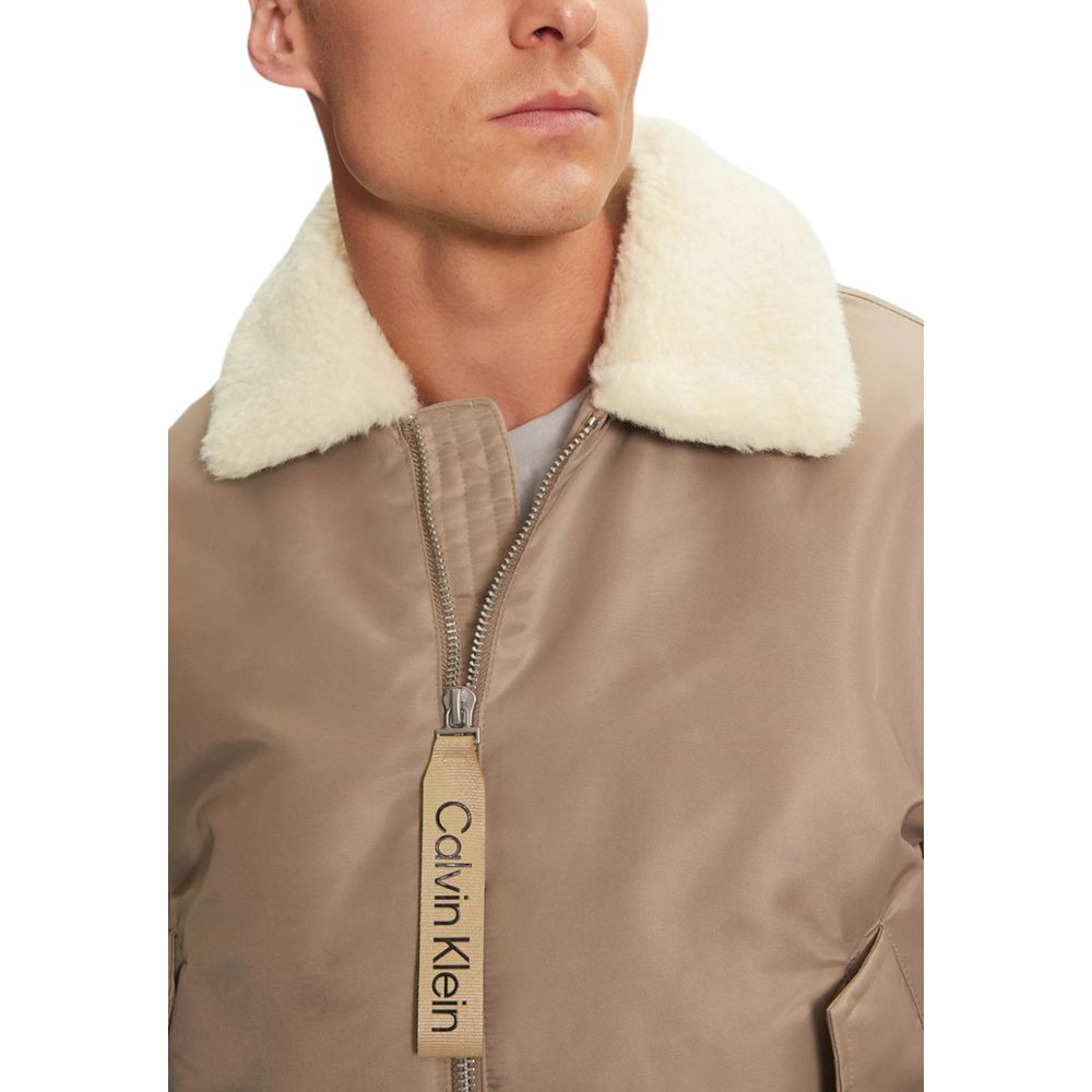 Calvin Klein Jeans Beige Recycled Polyamide Jackets & Coat