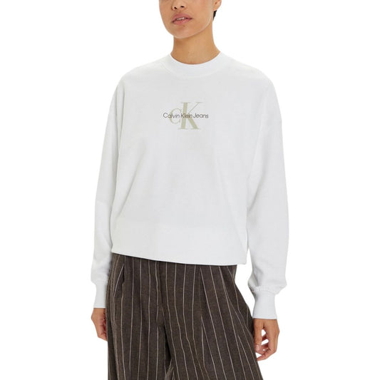 Calvin Klein Jeans White Recycled Cotton Sweatshirt