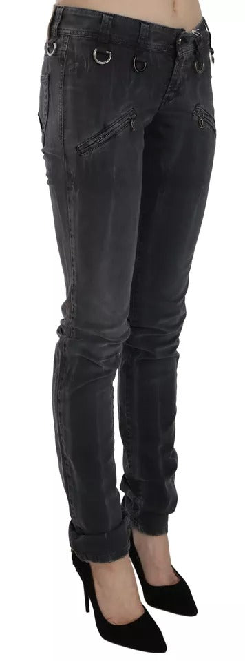 John Galliano Grey Washed Low Waist Zipper Side Skinny Denim Jeans $636.00 John Galliano Luzworld