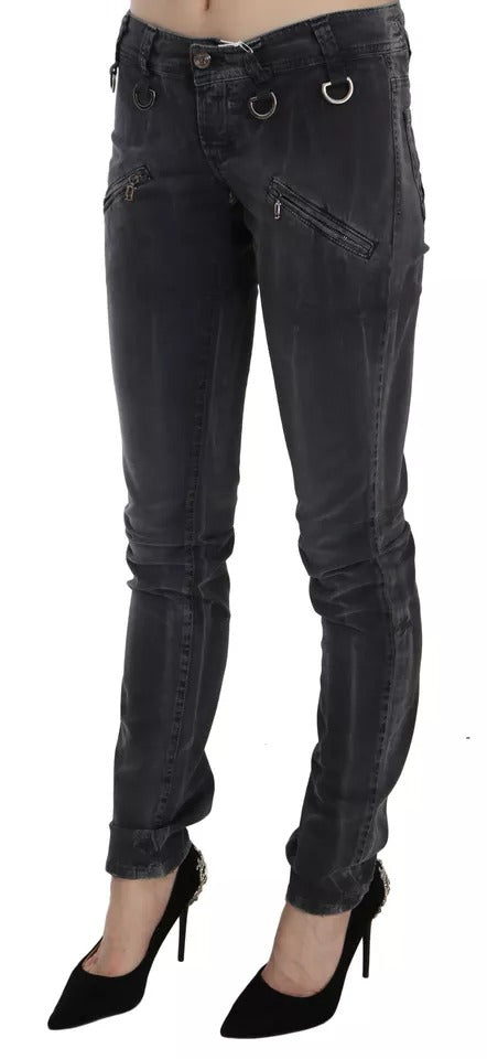 John Galliano Grey Washed Low Waist Zipper Side Skinny Denim Jeans $636.00 John Galliano Luzworld