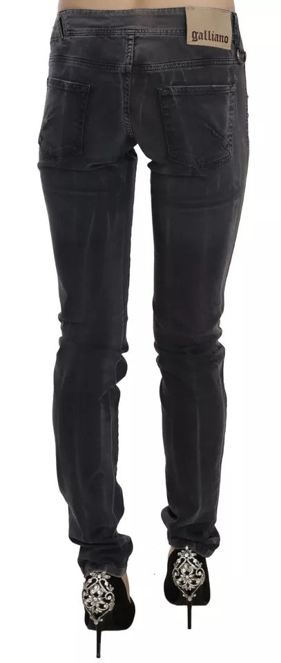 John Galliano Grey Washed Low Waist Zipper Side Skinny Denim Jeans $636.00 John Galliano Luzworld