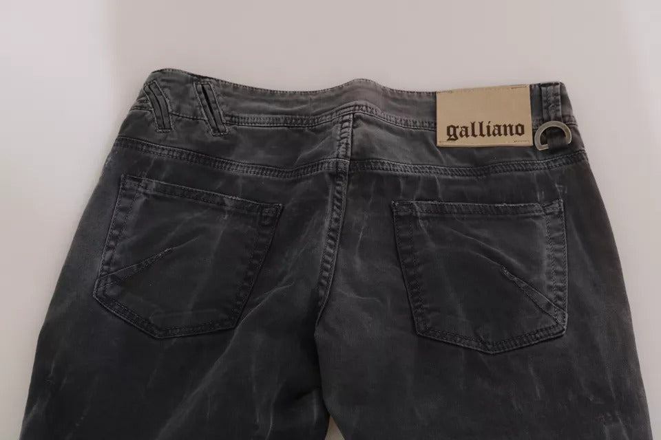 John Galliano Grey Washed Low Waist Zipper Side Skinny Denim Jeans $636.00 John Galliano Luzworld