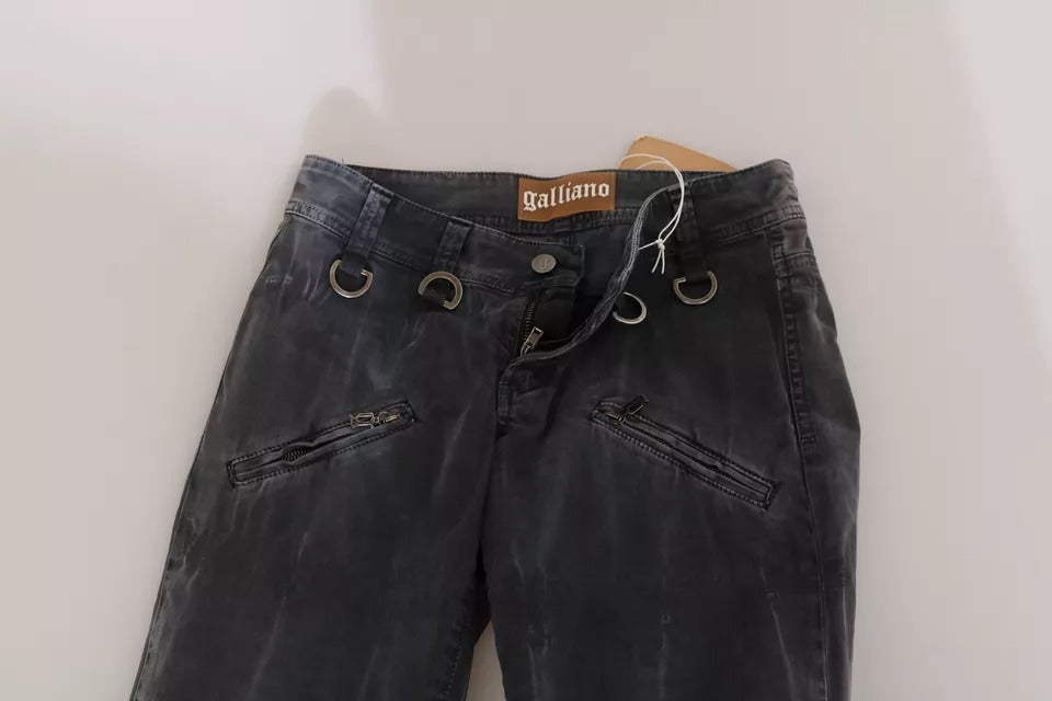 John Galliano Grey Washed Low Waist Zipper Side Skinny Denim Jeans $636.00 John Galliano Luzworld