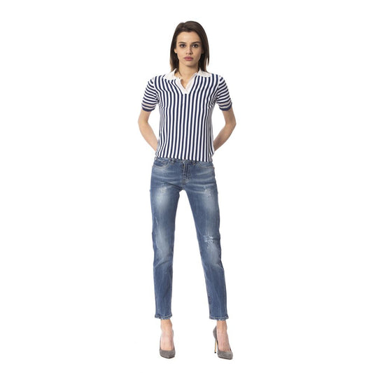 Frankie Morello Blue Other Fibres Women Jeans $500.00 Frankie Morello Luzworld
