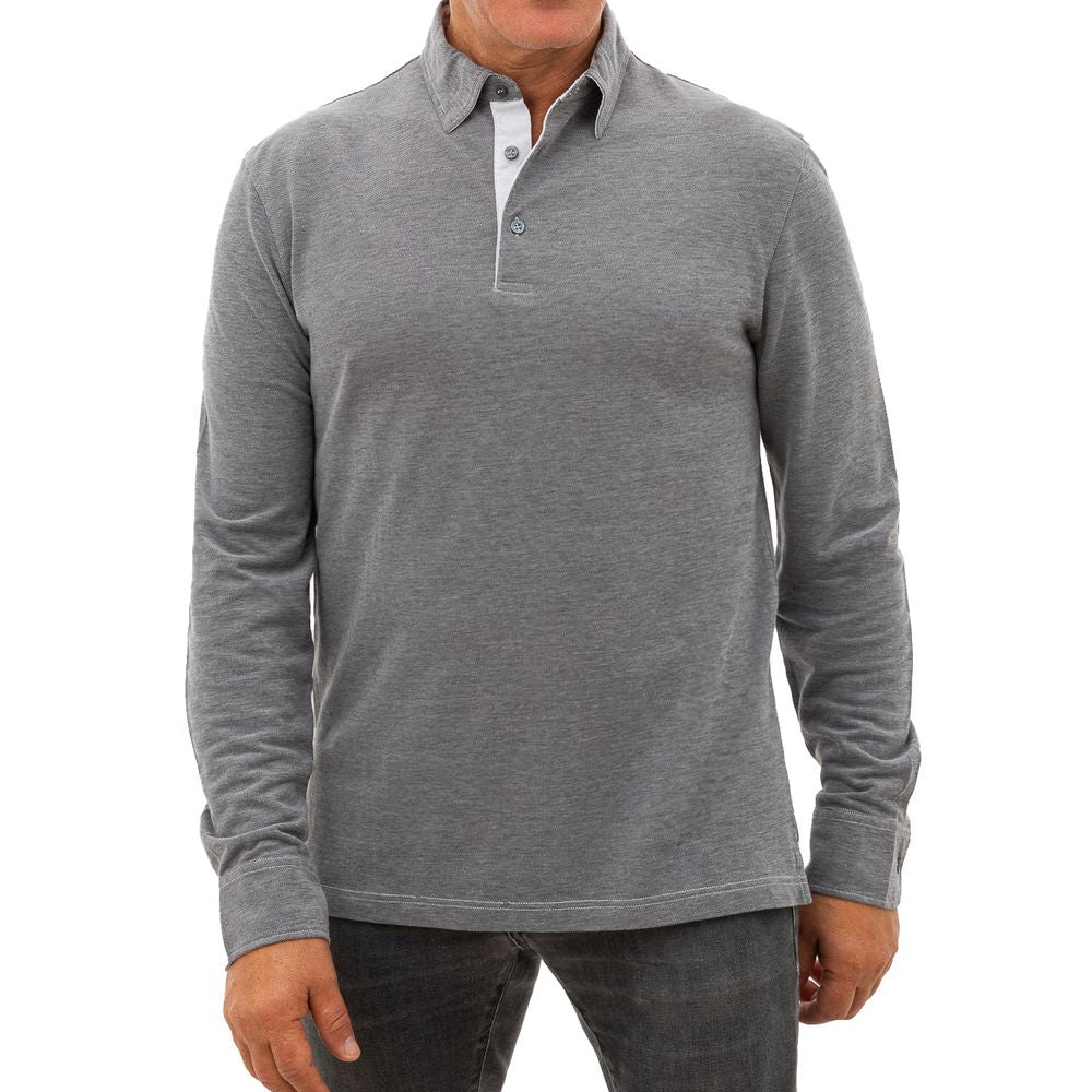 Corneliani Gray Cotton Polo Shirt $627.00 Corneliani Luzworld