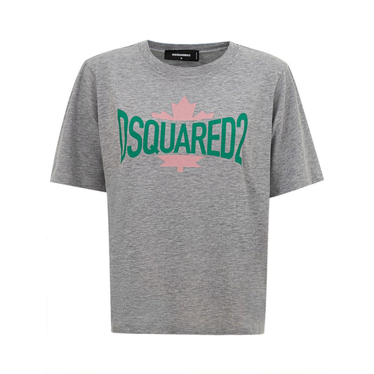 Dsquared² Chic Gray Cotton Tee for the Modern Woman $564.00 Dsquared² Luzworld