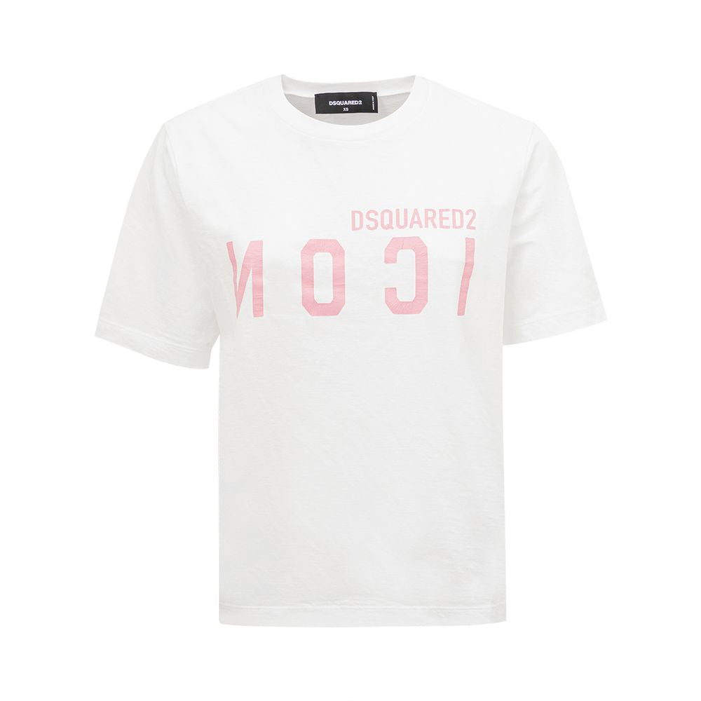 Dsquared² Elegant Cotton White Tee for Stylish Women $638.00 Dsquared² Luzworld