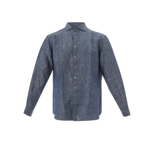 Lardini Elegant Flax Blue Shirt for Men $315.00 Lardini Luzworld