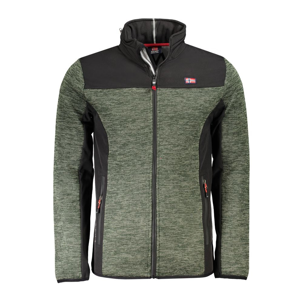 Green and black jacket with a brand logo on a white background