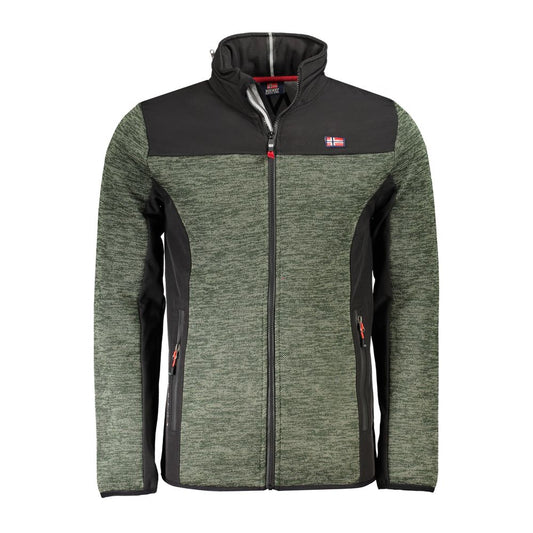 Green and black jacket with a brand logo on a white background