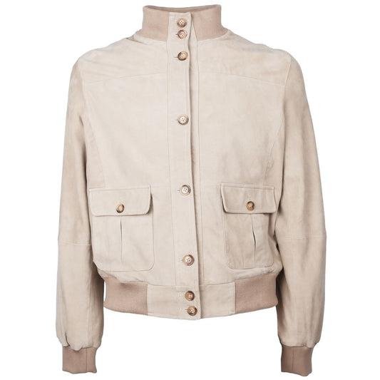 Emilio Romanelli Beige Calfskin Men Jacket $1068.00 Emilio Romanelli Luzworld