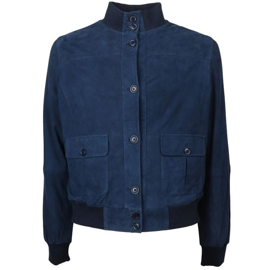 Emilio Romanelli Blue Calfskin Men Bomber Jacket $1068.00 Emilio Romanelli Luzworld
