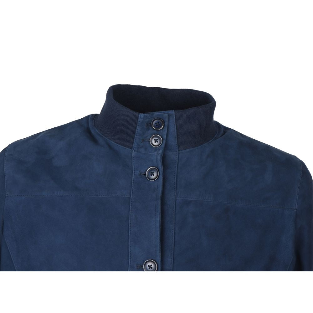 Emilio Romanelli Blue Calfskin Men Bomber Jacket $1068.00 Emilio Romanelli Luzworld