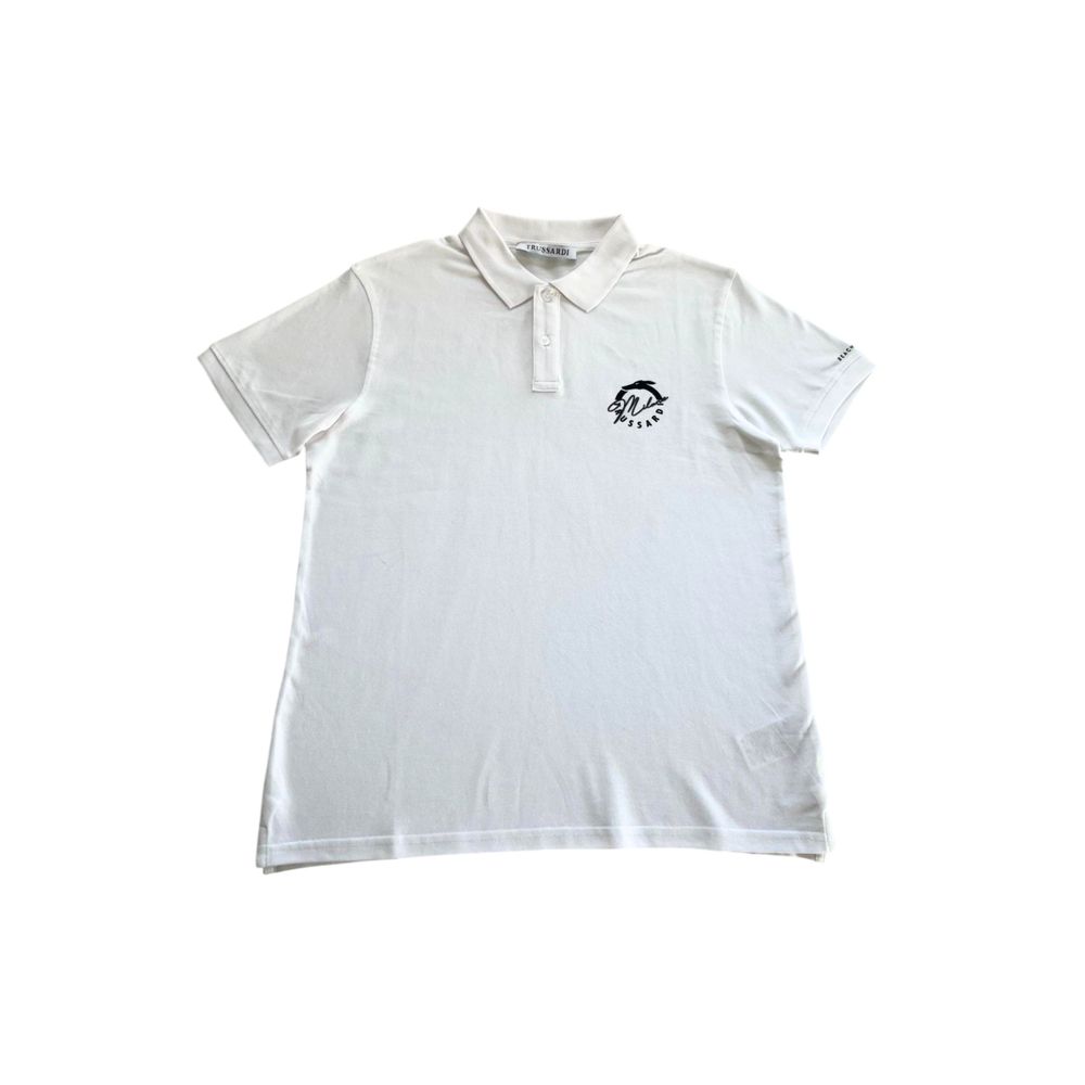 Trussardi Beachwear White Cotton Men Polo Shirt $151.00 Trussardi Beachwear Luzworld