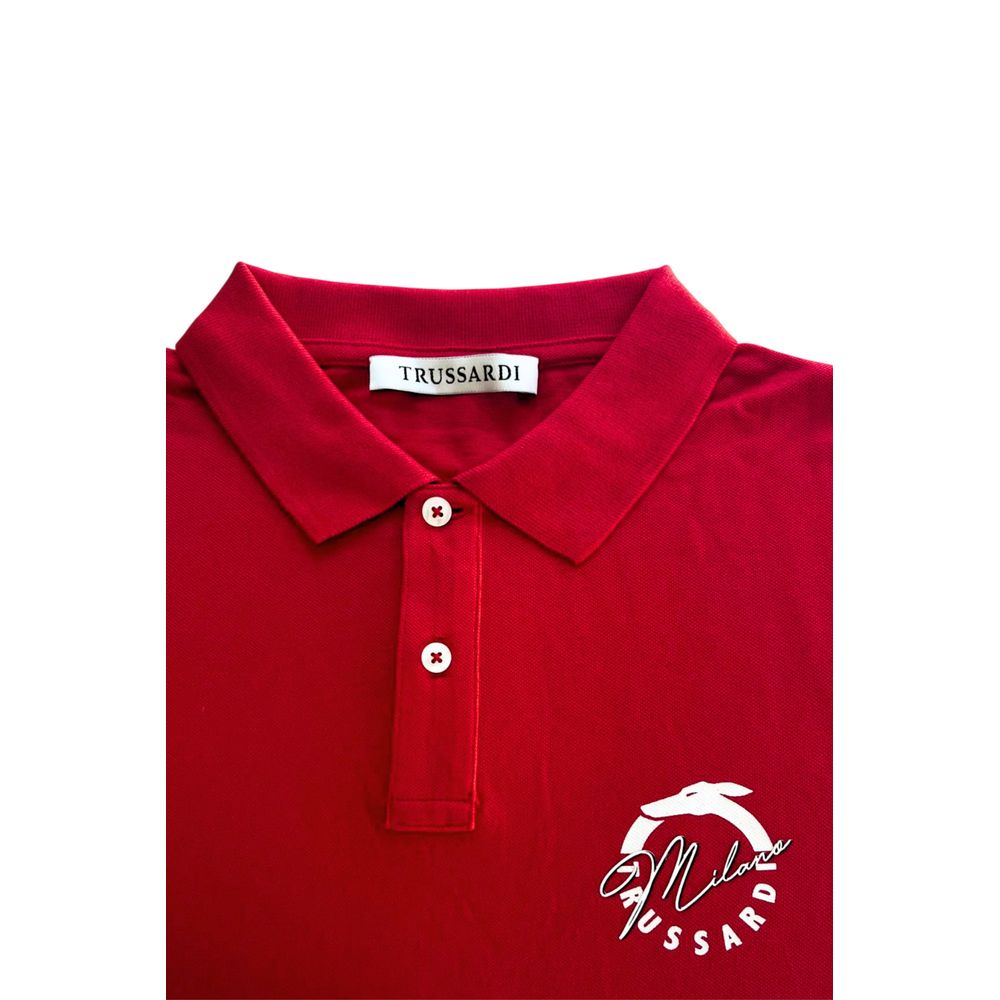 Trussardi Beachwear Red Cotton Men Polo Shirt $151.00 Trussardi Beachwear Luzworld