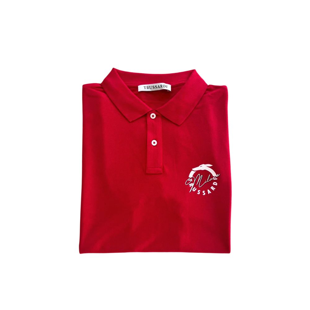 Trussardi Beachwear Red Cotton Men Polo Shirt $151.00 Trussardi Beachwear Luzworld