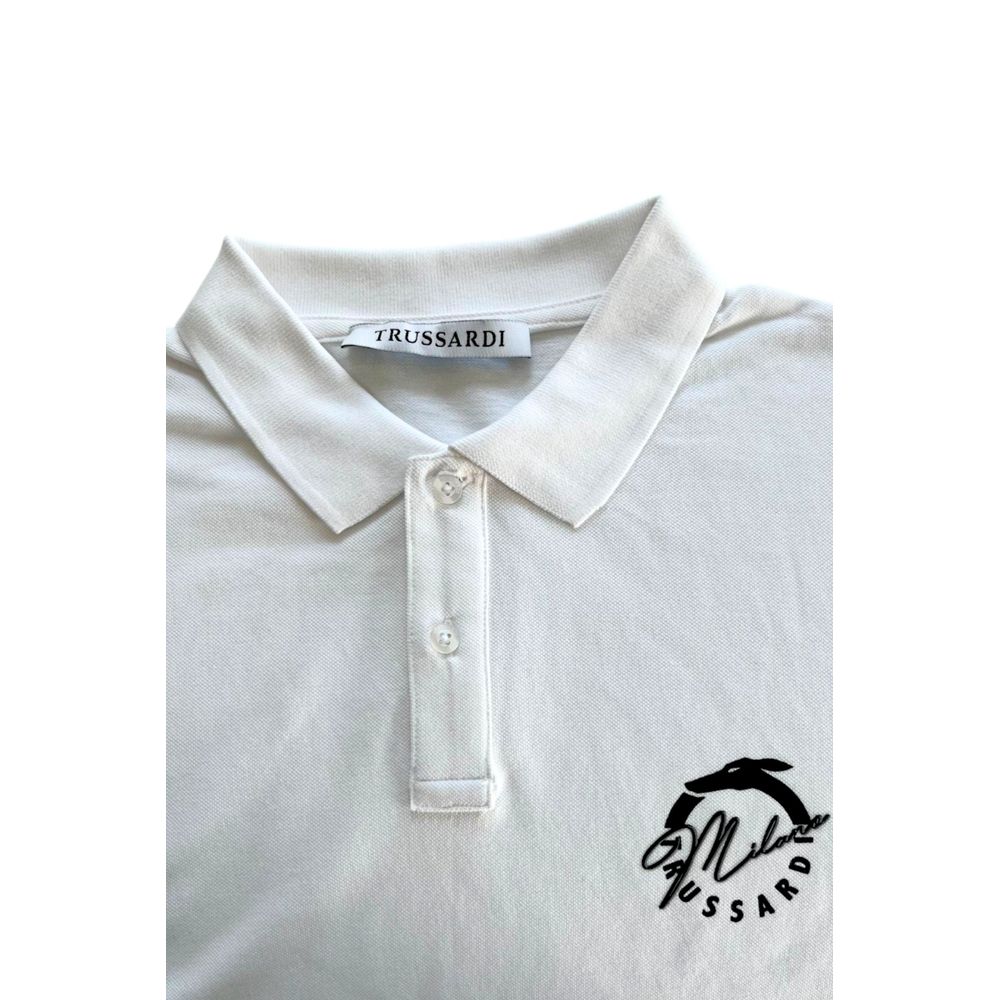 Trussardi Beachwear White Cotton Men Polo Shirt $151.00 Trussardi Beachwear Luzworld