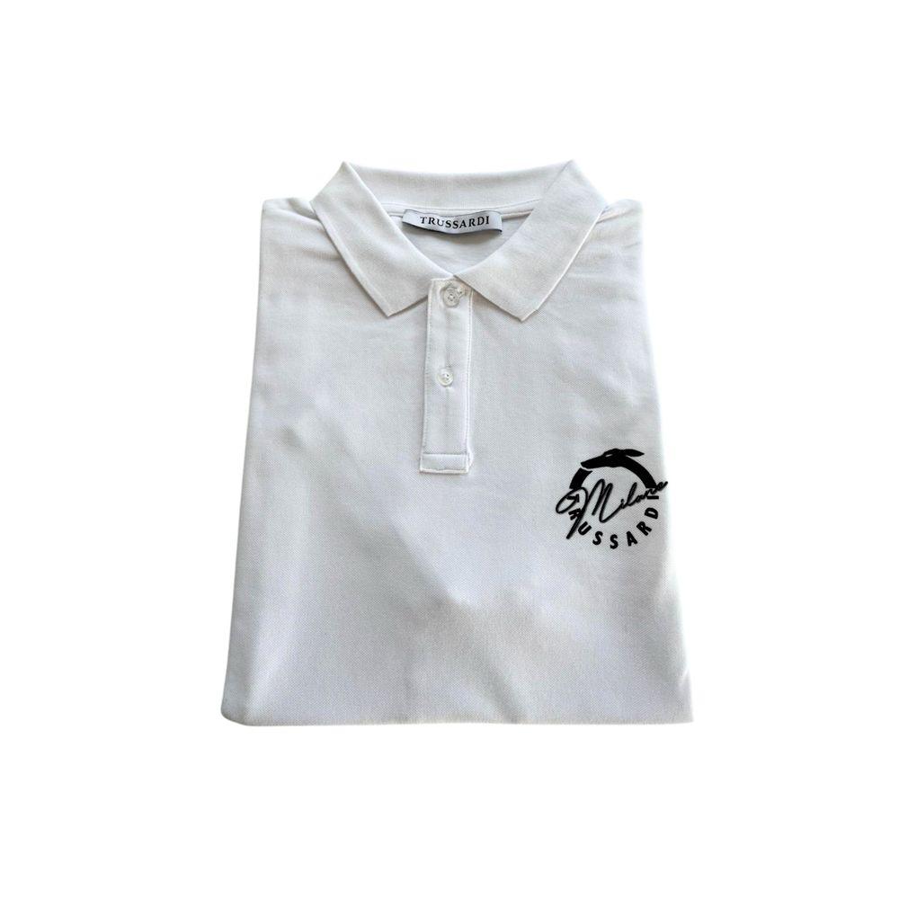Trussardi Beachwear White Cotton Men Polo Shirt $151.00 Trussardi Beachwear Luzworld