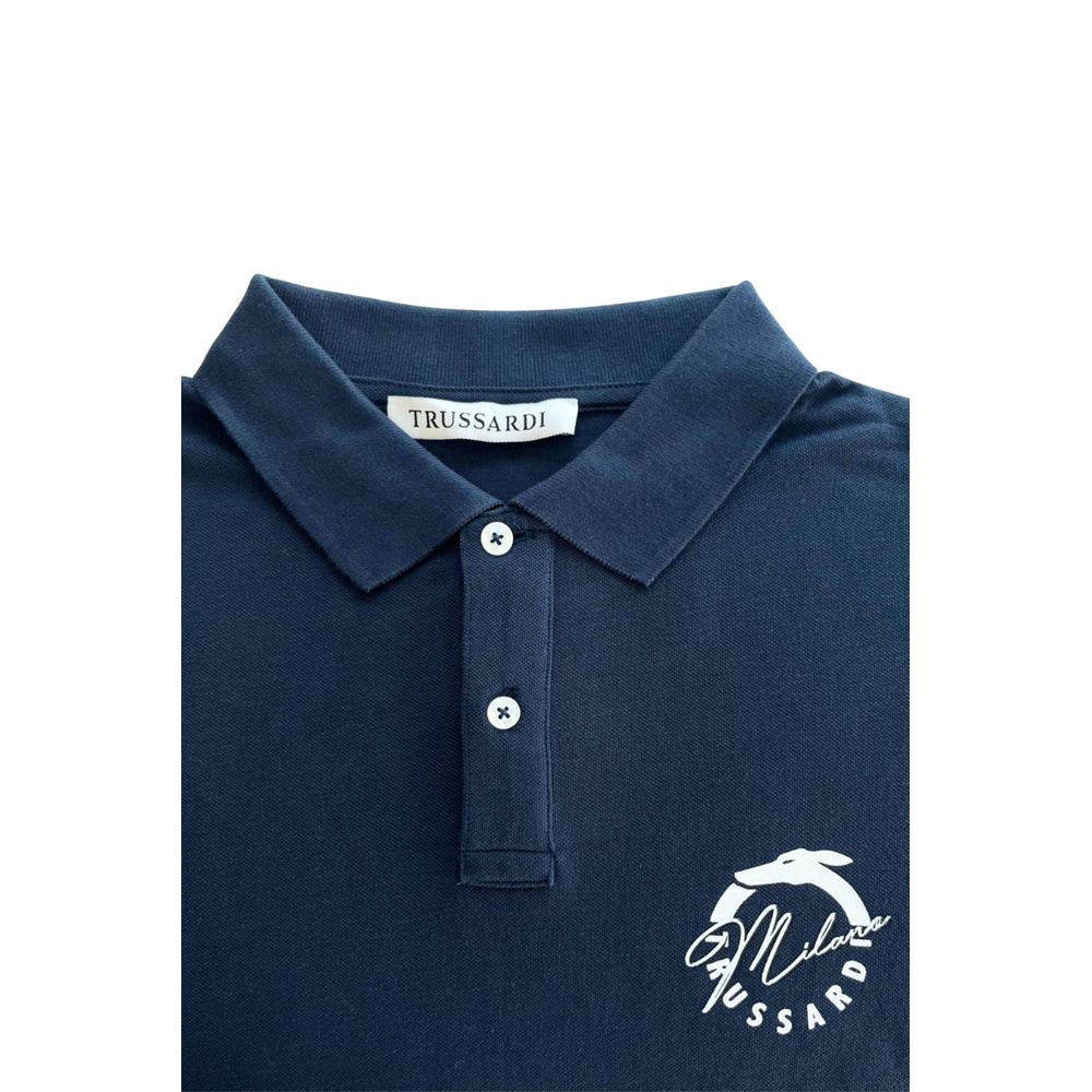 Trussardi Beachwear Blue Cotton Men's Polo Shirt $151.00 Trussardi Beachwear Luzworld