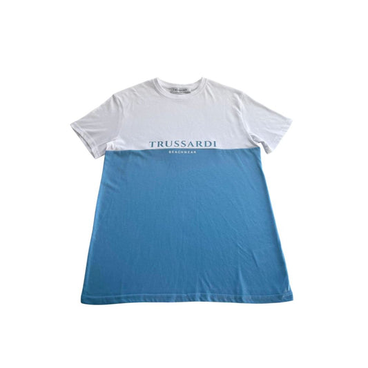Trussardi Beachwear Light Blue Cotton Men T-Shirt $135.00 Trussardi Beachwear Luzworld