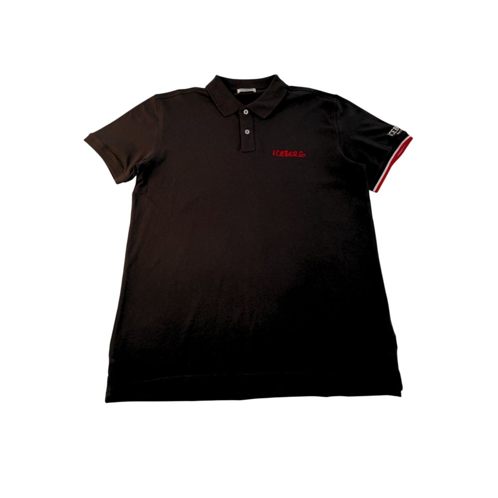 Iceberg Black Cotton Men Polo Shirt $162.00 Iceberg Luzworld