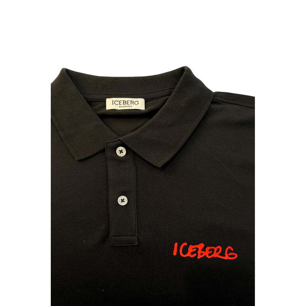Iceberg Black Cotton Men Polo Shirt $162.00 Iceberg Luzworld