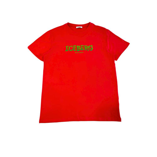 Iceberg Red Cotton Men T-Shirt $144.00 Iceberg Luzworld