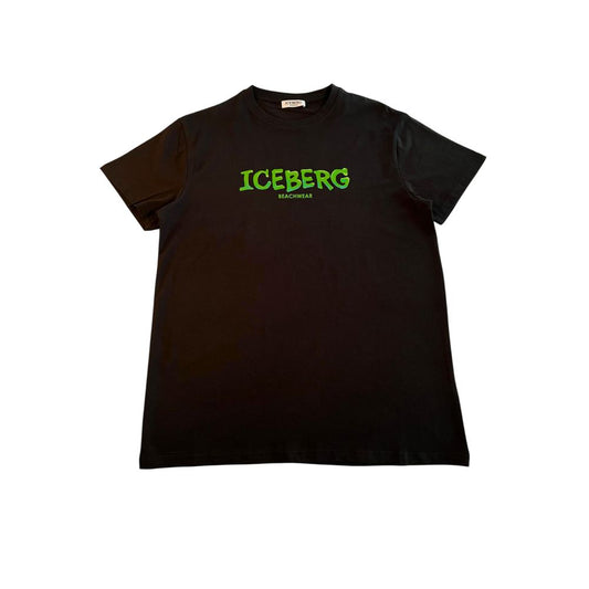 Iceberg Black Cotton Men T-Shirt $144.00 Iceberg Luzworld
