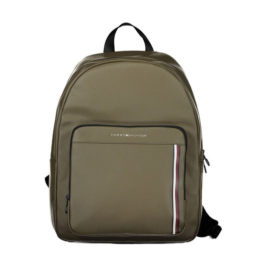 Green backpack with Tommy Hilfiger logo on a white background