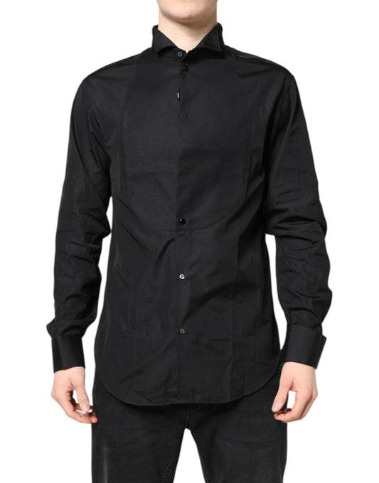 Emporio Armani Black Cotton Long Sleeves Formal Dress Shirt $702.00 Emporio Armani Luzworld
